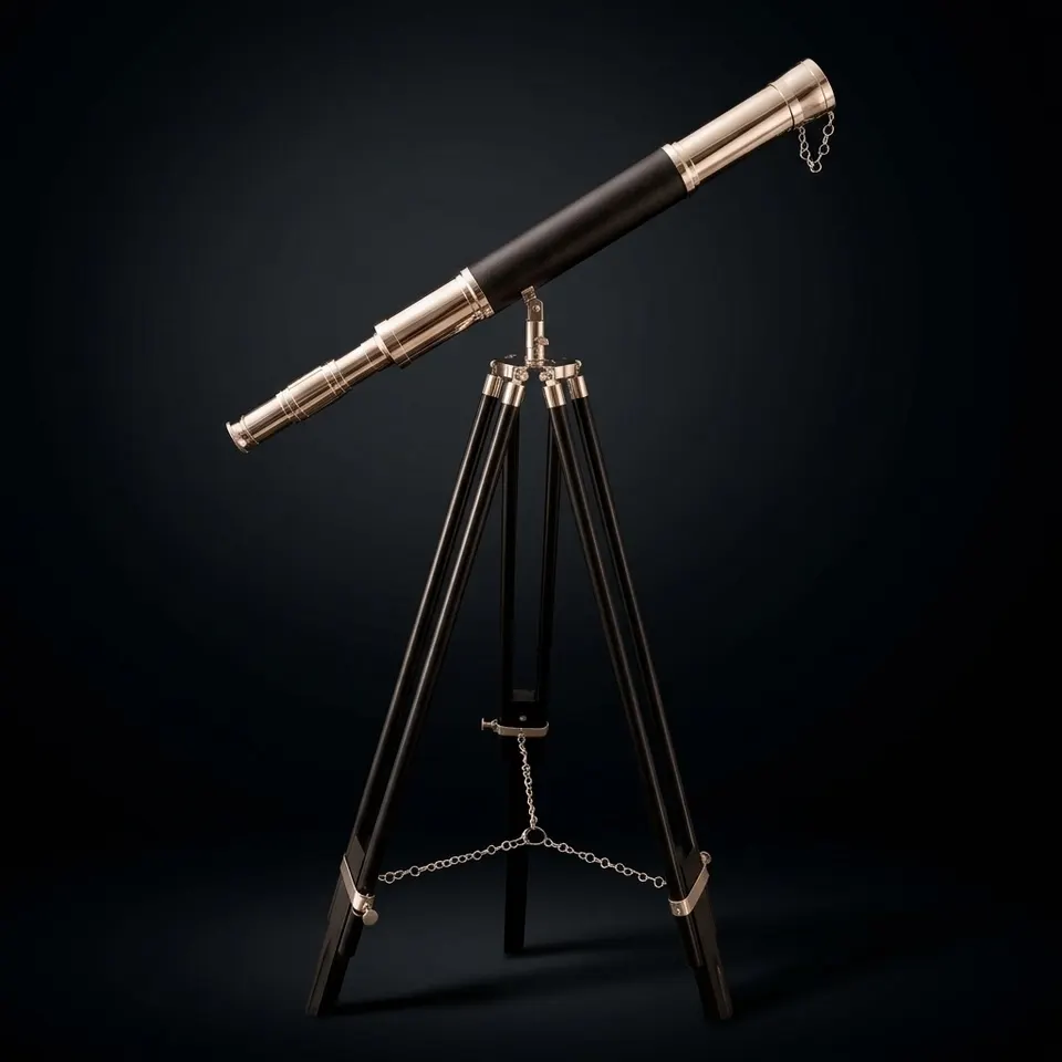 Brass Floor Standing Telescope 47" with Wooden Tripod