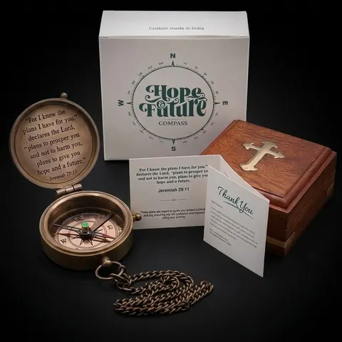 Jeremiah 29:11 Compass, Wooden Box view 1