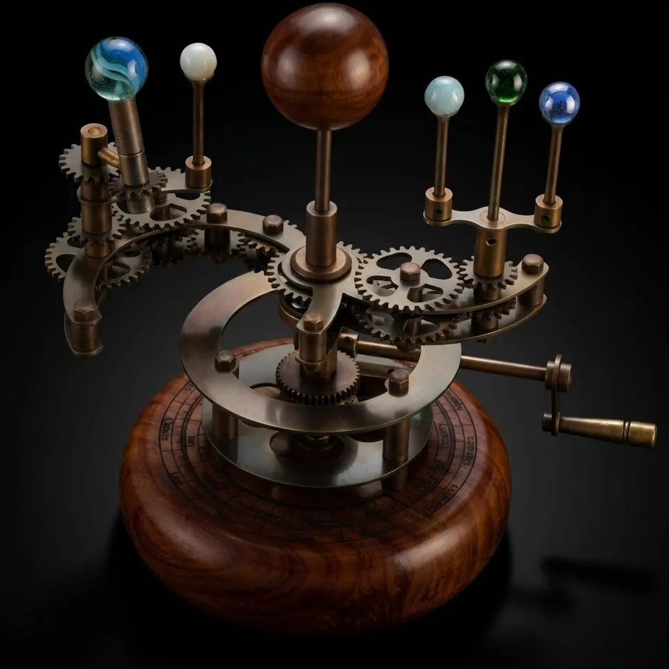 Brass Solar System Orrery, Shelf Display