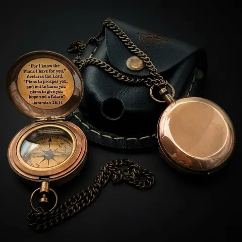 Jeremiah 29:11 Compass, Leather Case view 1