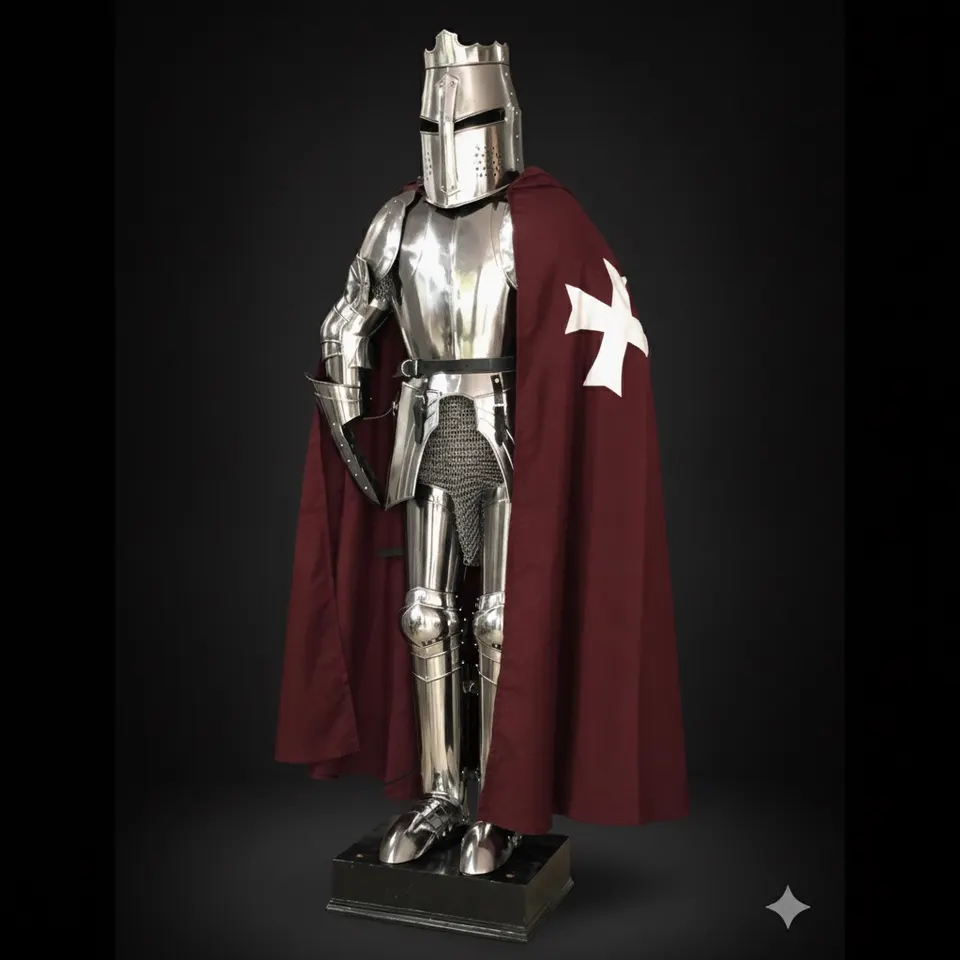 Crusader Full Suit of Armor with Wearable 18-Gauge Steel for Reenactment