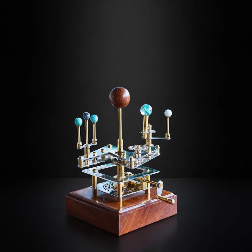 Brass Solar System Orrery, Shelf Display
