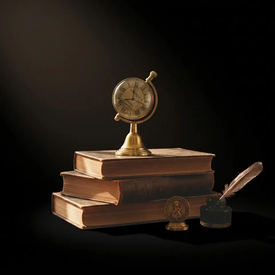 Rotating Brass Globe Desk Clock with Compass Dial Back
