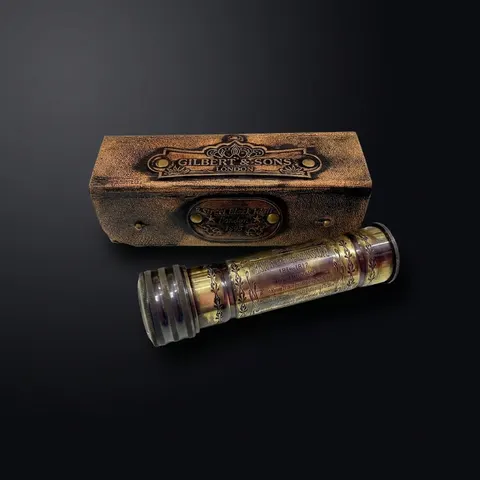 Brass Kaleidoscope with Engraved Detail and Leather Case view 1