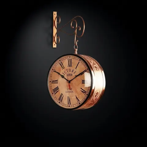 Copper and Gold Dual-Sided Victorian Wall Clock view 1