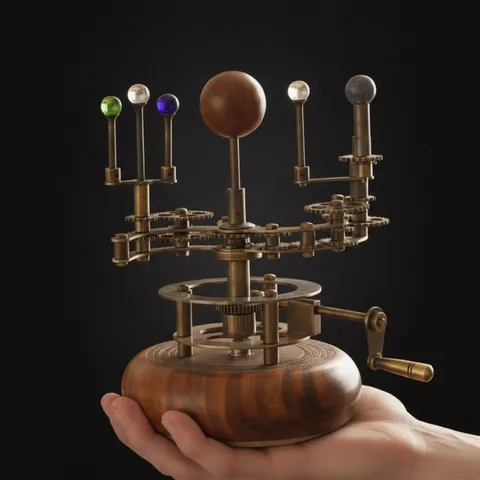 Vintage-Style Brass Solar System Orrery, Shelf view 1