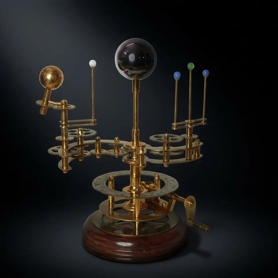 Brass Orrery with Semi-Precious Stone Planets, Museum