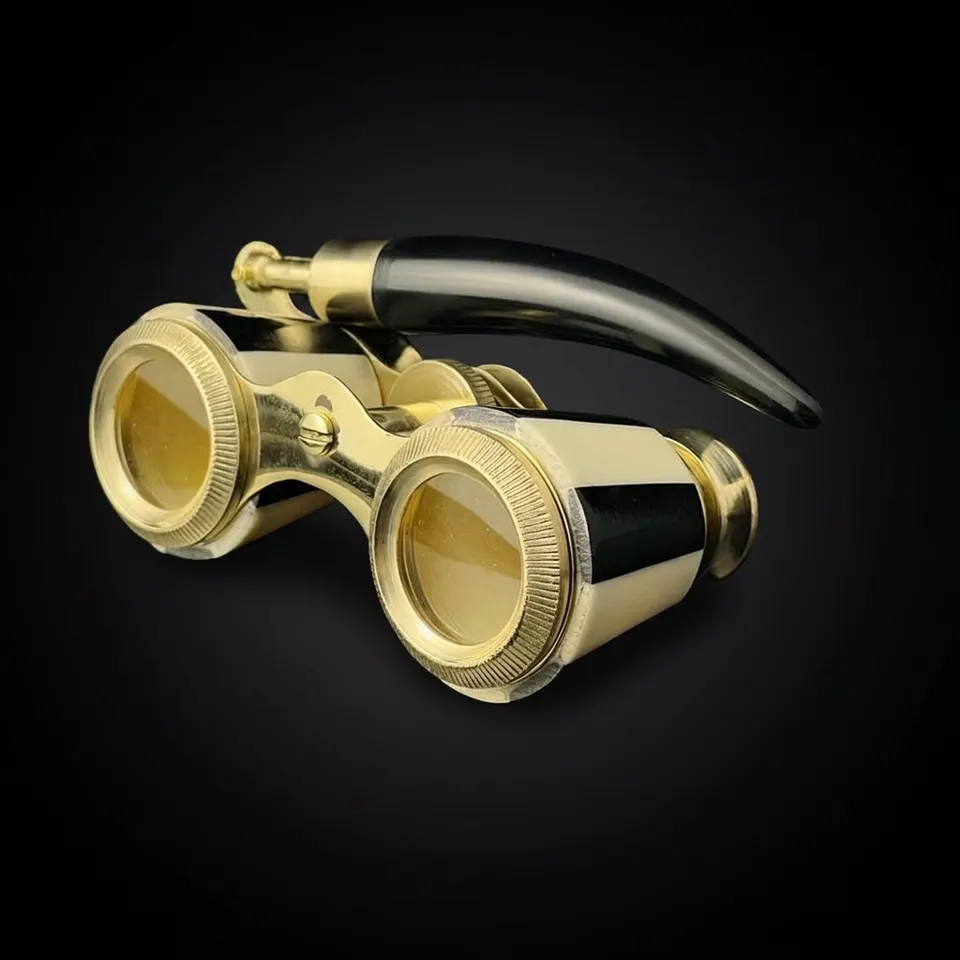 Brass Opera Glasses — Black Mother of Pearl Handle
