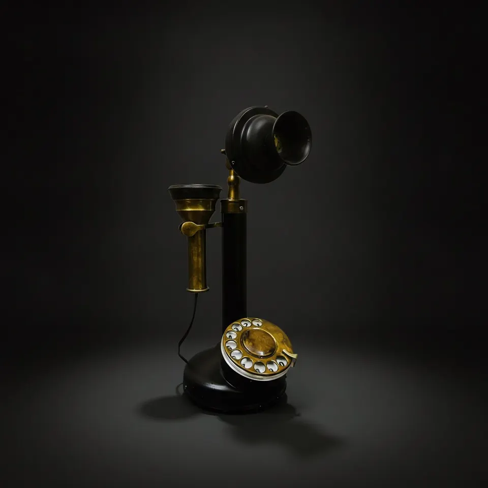 Steampunk Brass Candlestick Rotary Telephone Replica