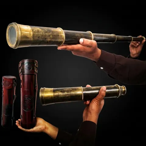 Brass Spyglass Telescope 32" with Leather Case view 1