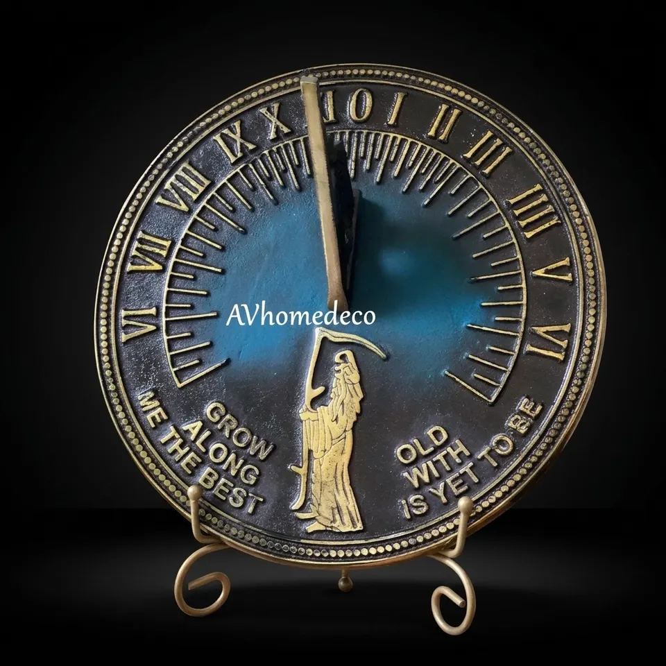 Father Time Brass Garden Sundial Verdigris