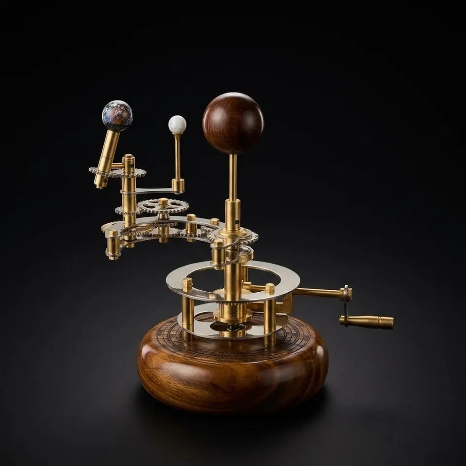 Brass Solar System Orrery, Shelf Display