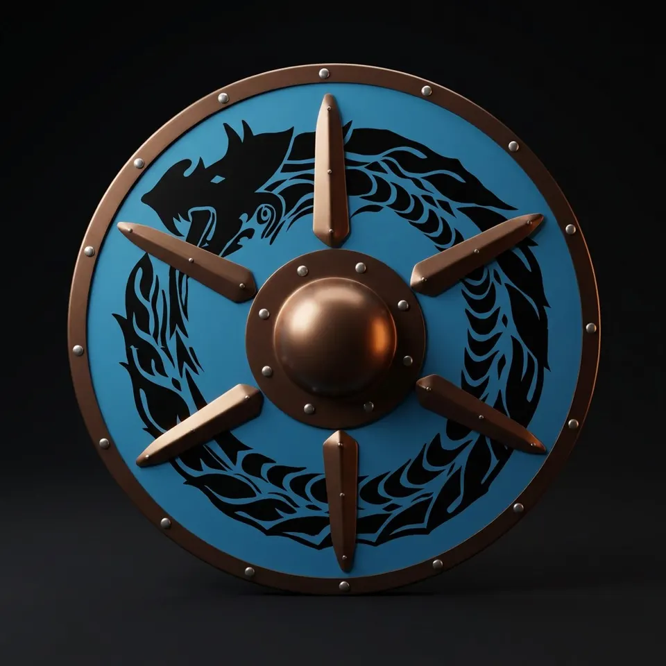 Viking Dragon Shield with Medieval Round Wooden Wall Décor view 1