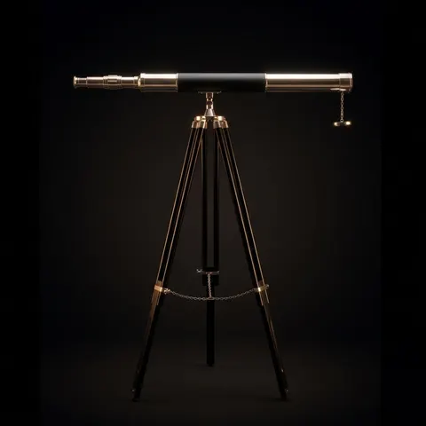 Brass & Leather Floor Standing Telescope 60" with No Case view 1