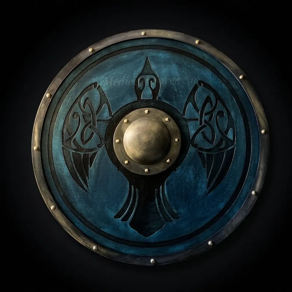 Hand Engraved Viking Raven Shield with Norse Warrior Décor