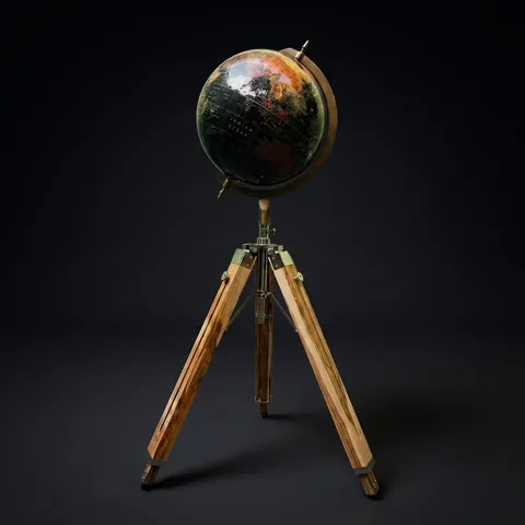 Large Globe with Adjustable Wooden Tripod Stand and Brass Ring, Variant B view 1