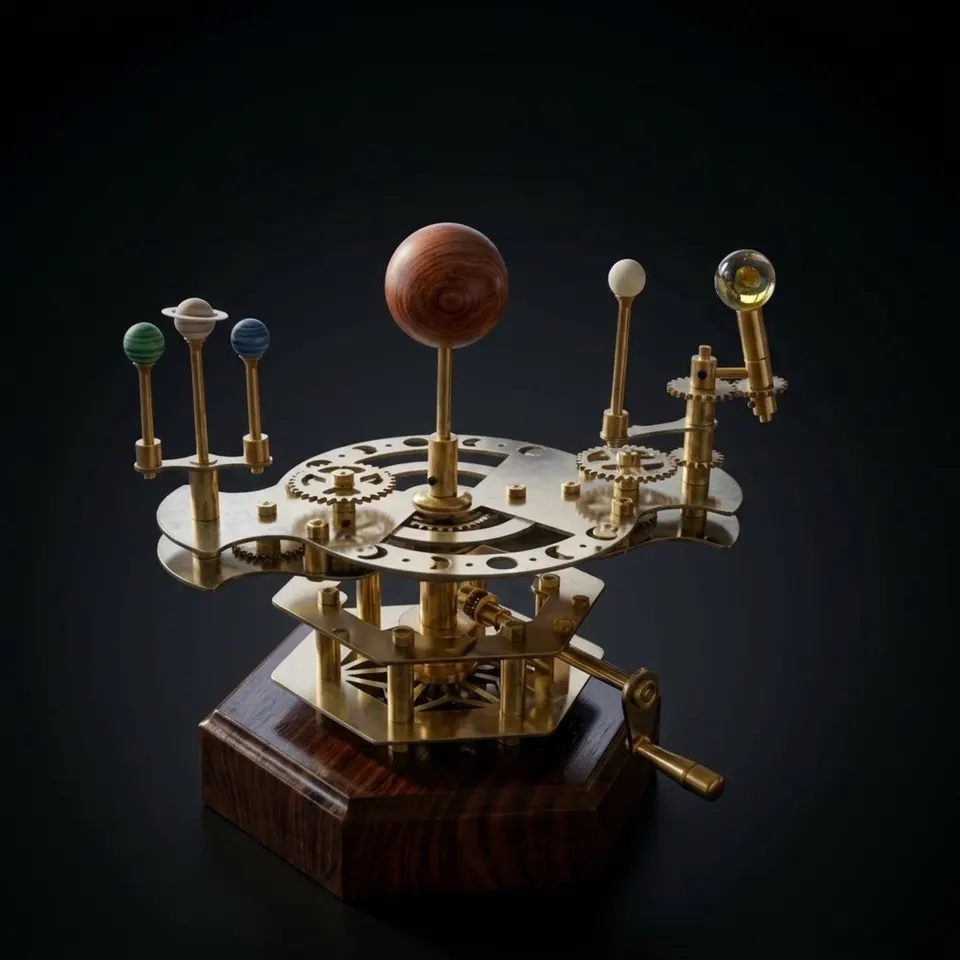 Brass Solar System Orrery, Shelf Display