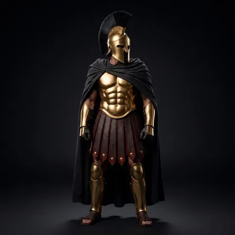Spartan Greek Warrior Armor with Brass and Steel Full LARP Costume view 1