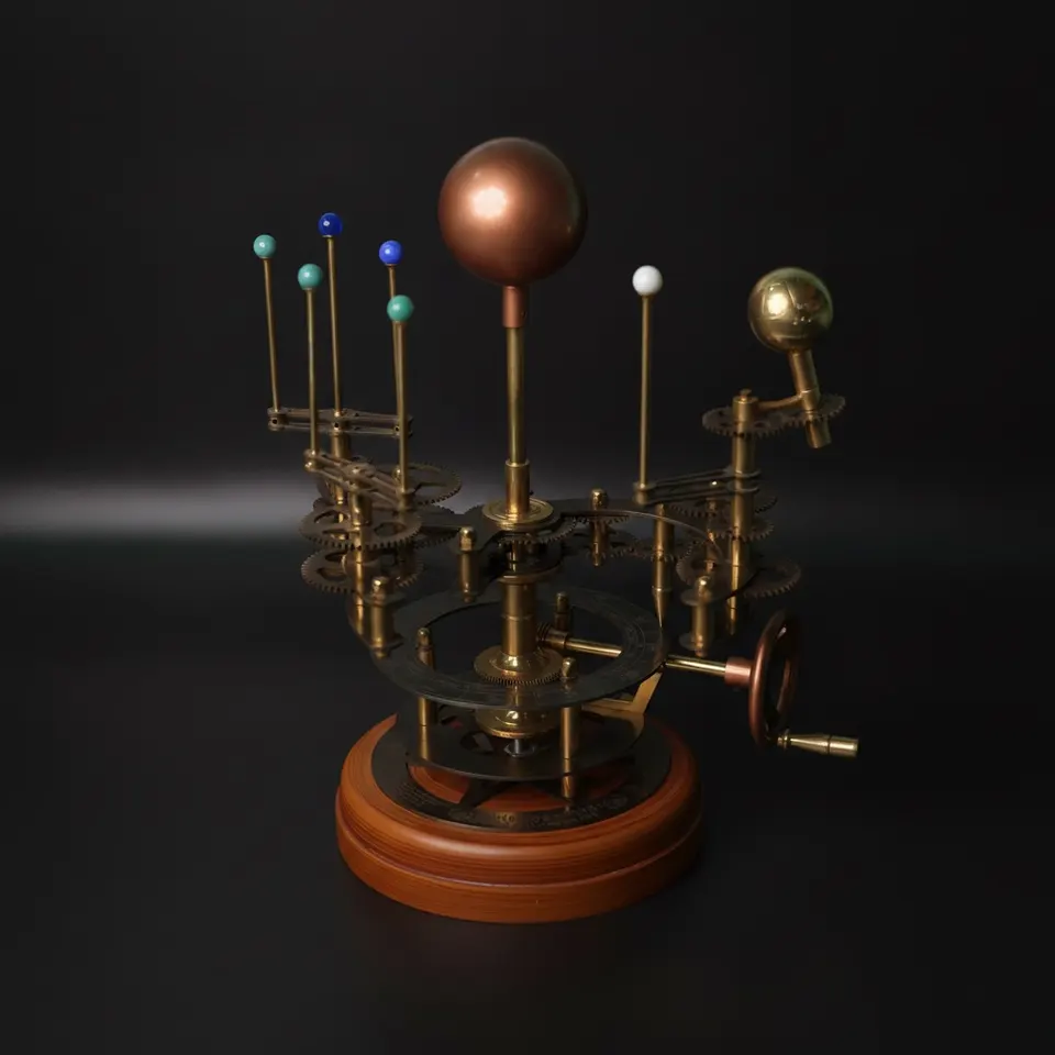 Brass Orrery with Semi-Precious Stone Planets, Museum