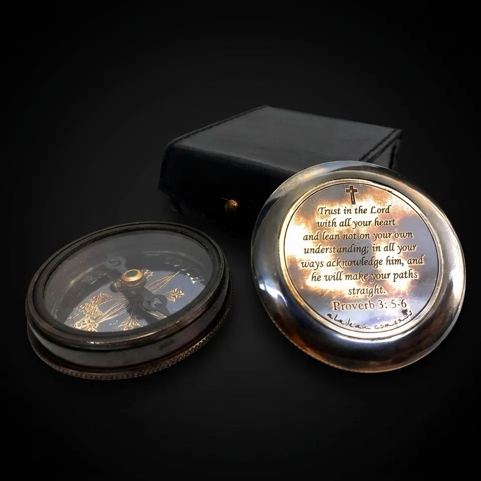 Religious Compass, Leather Case