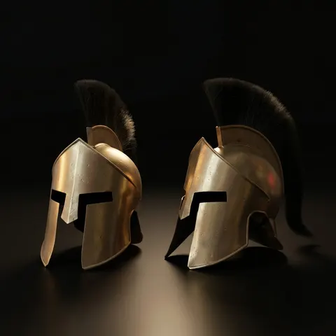 Brass Spartan Steel Helmet — Greek Corinthian Armor view 1