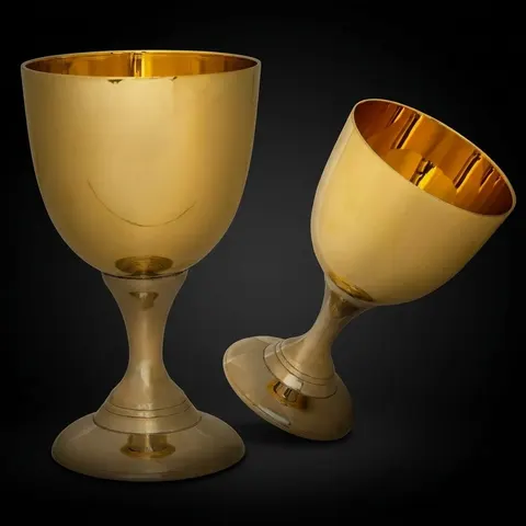Brass Wine Glass with Gothic Renaissance Style view 1