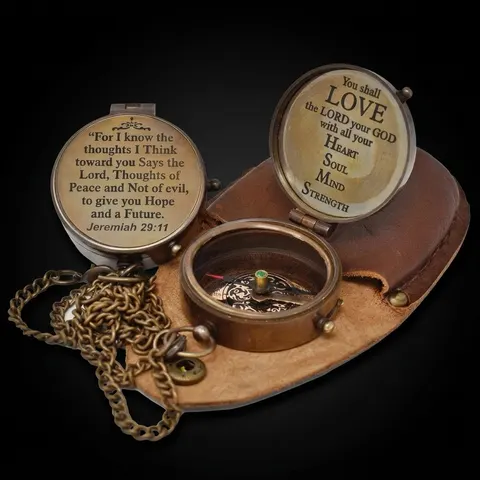 Jeremiah 29:11 Compass, Leather Case view 1