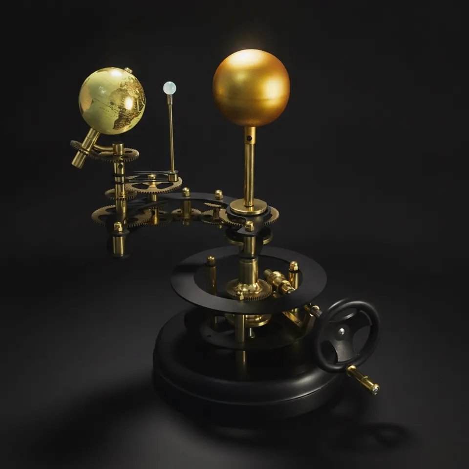 Brass Orrery with Semi-Precious Stone Planets, Museum