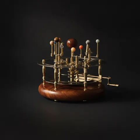 Vintage-Style Brass Solar System Orrery, Museum view 1