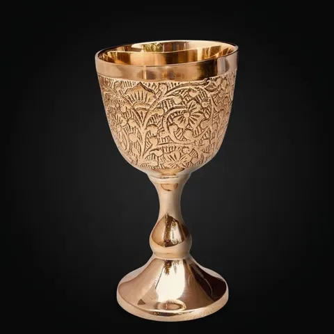 Solid Brass Goblet with Prince Embossed Design view 1