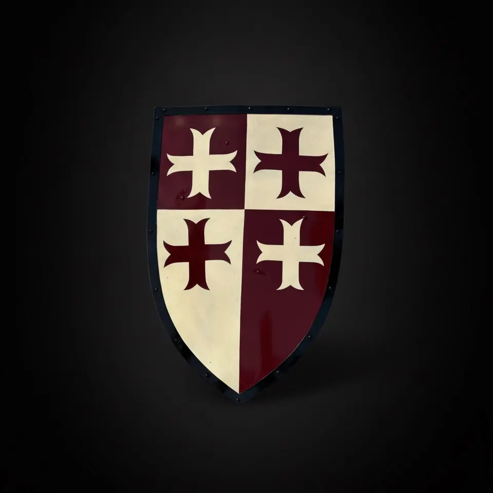 Medieval Templar Knight Shield with Handmade Steel Crusader Wall Décor view 1