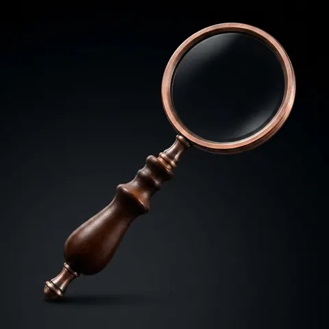 Brass Handheld Magnifier 3.5" with Copper Finish Frame and Wooden Handle view 1