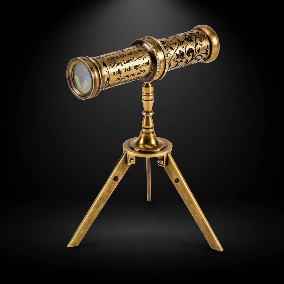 Antique Brass Kaleidoscope with Engraved Detail view 1