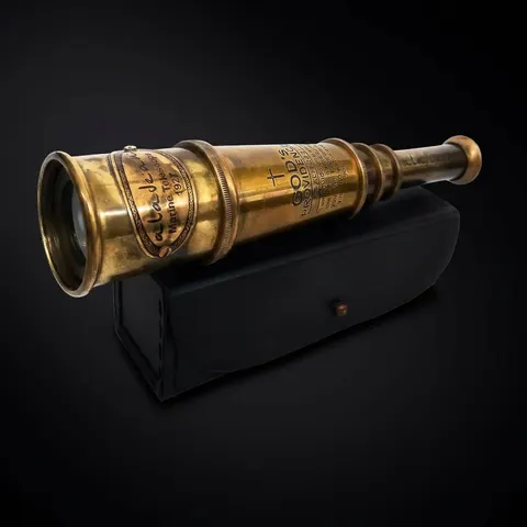 Engraved Psalm 32:8 Brass Spyglass 16" with Leather Case view 1