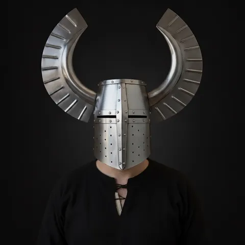 Winged Crusader Helmet — Large Wings Steel Knight view 1