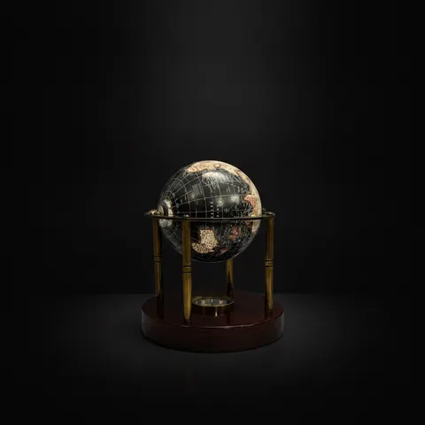 Vintage Brass Armillary Globe with Compass Base view 1