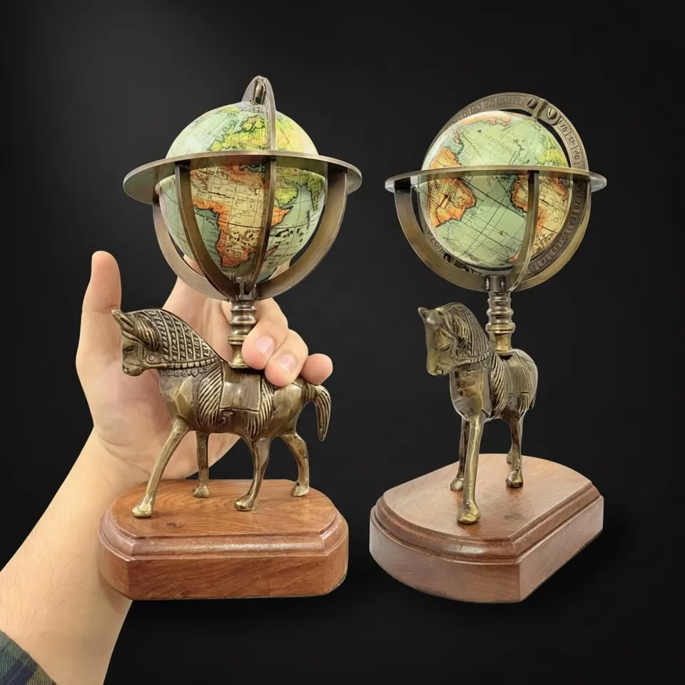 Brass Armillary Globe with Horse Motif