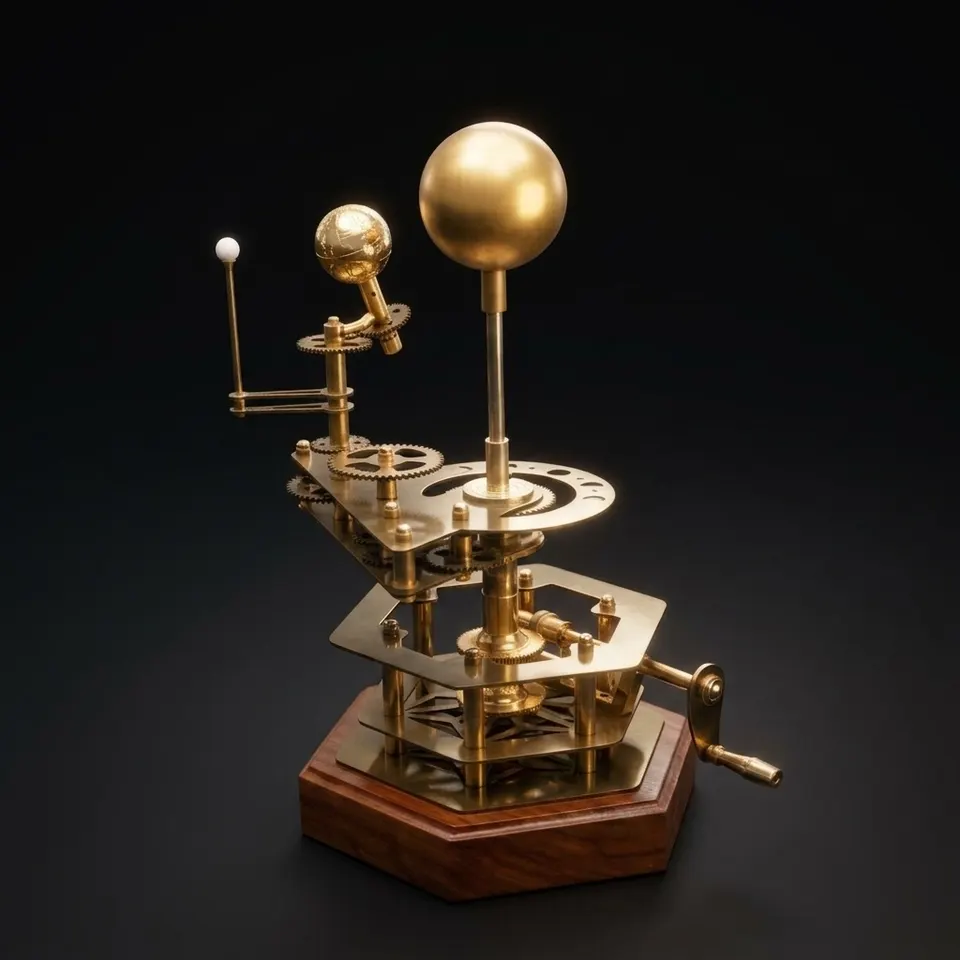 Brass Orrery with Semi-Precious Stone Planets, Museum