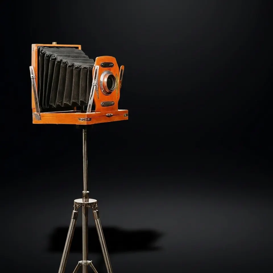 Wooden Studio Camera on Adjustable Tripod