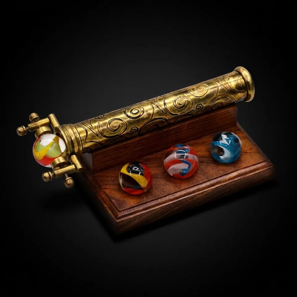 Brass Marblescope with First Surface Mirrors and Stand