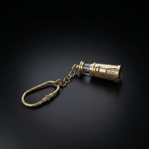 Retro Brass Miner's Lamp Keyring view 1