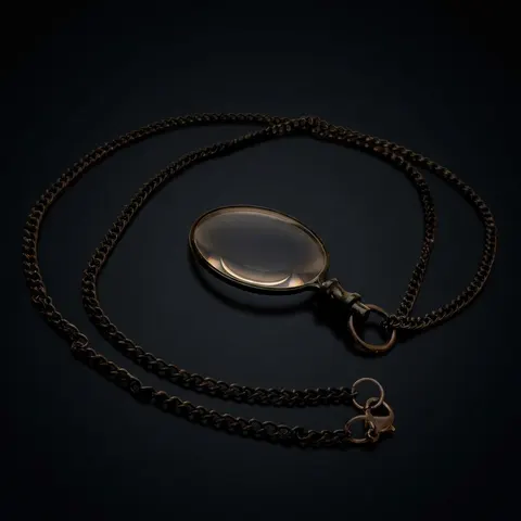 Brass Steampunk Monocle Pendant Magnifier 1.5" with Chain view 1