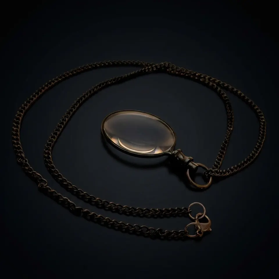 Brass Steampunk Monocle Pendant Magnifier 1.5" with Chain view 1