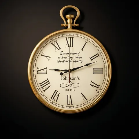 Gold Round Wall Clock Roman Numeral view 1