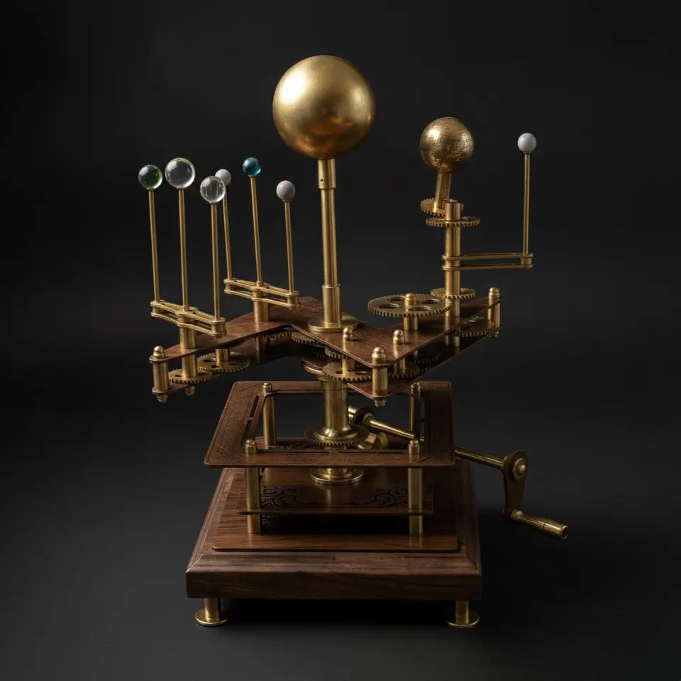 Vintage-Style Brass Solar System Orrery, Museum