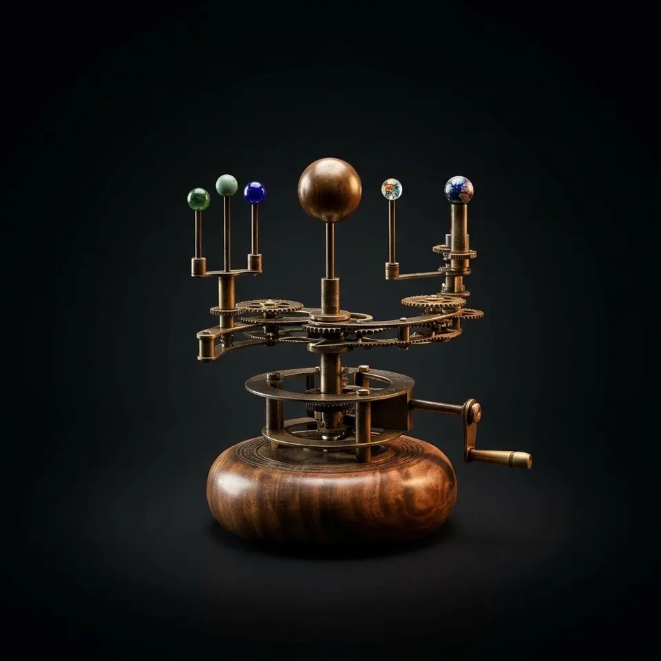 Brass Solar System Orrery, Shelf Display