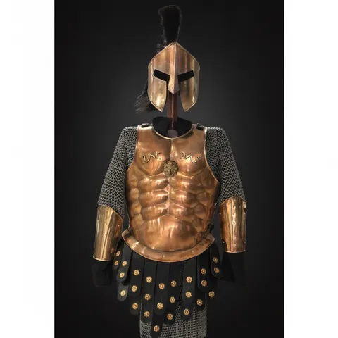 Medieval Roman Greek Muscle Armor with Complete Steel Set and Spartan Helmet view 1
