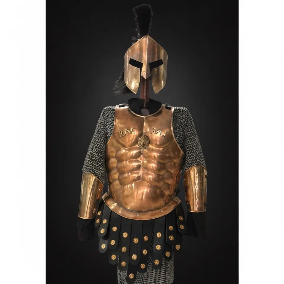 Medieval Roman Greek Muscle Armor with Complete Steel Set and Spartan Helmet view 1