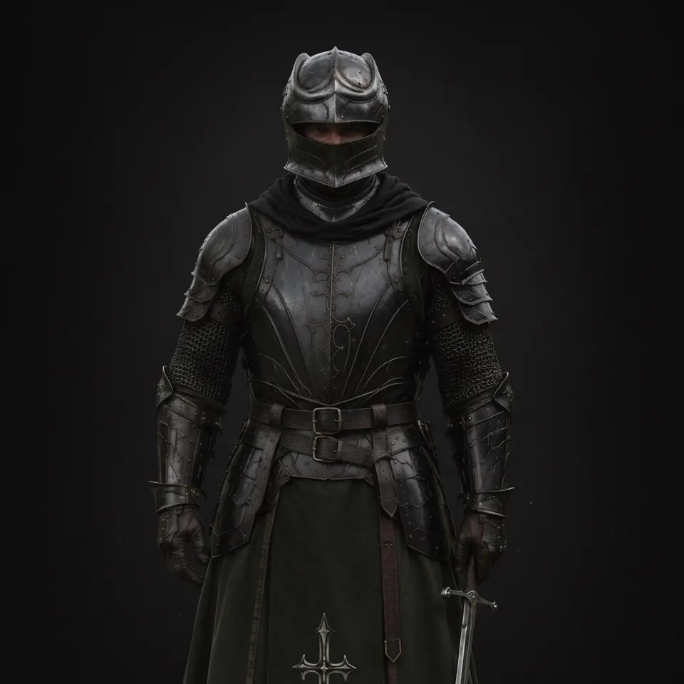 Black Knight Engraved Armor Suit with Gothic Renaissance LARP