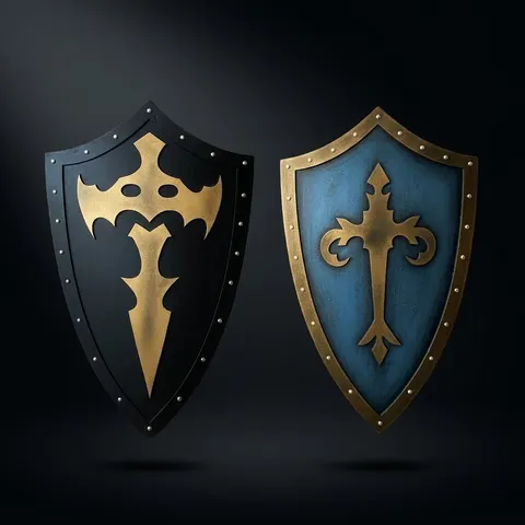 Handcrafted Medieval Knight Shield with Blue & Gold Crusader LARP view 1